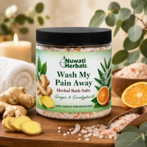 Wash My Pain Away Bath Salts — official Nuwati Herbals product artwork