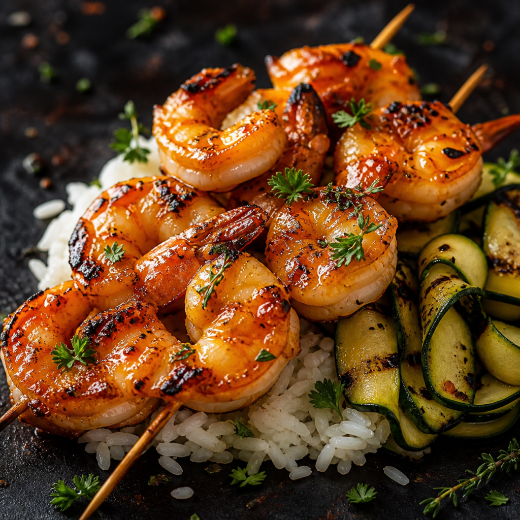 Apricot-Glazed Lemon Shrimp Kabobs