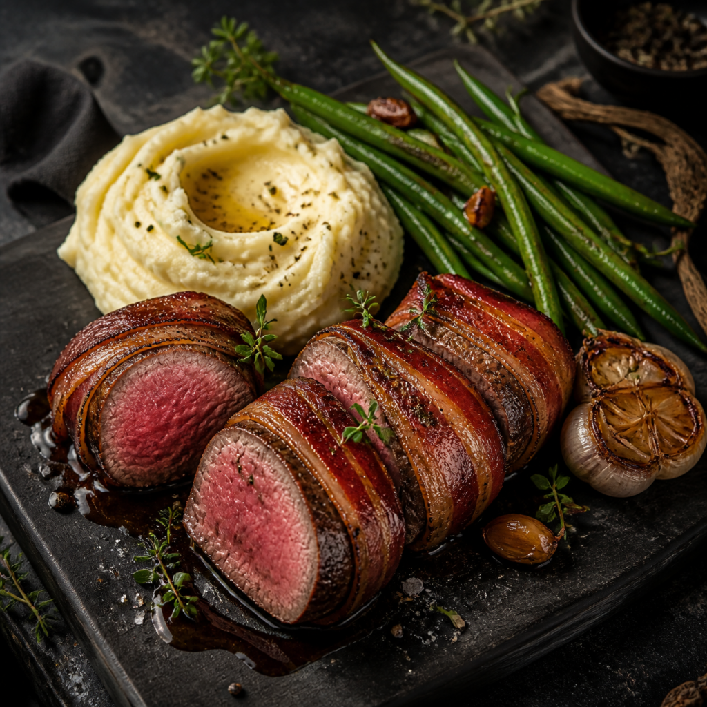 Asian Ginger Bacon-Wrapped Venison Tenderloin