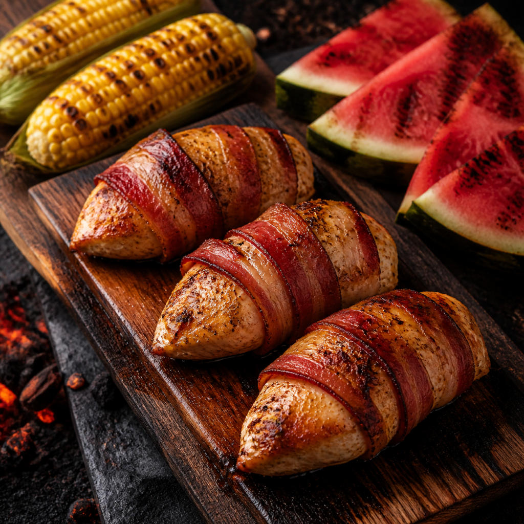 Cedar-Plank Bacon-Wrapped Zesty Chicken
