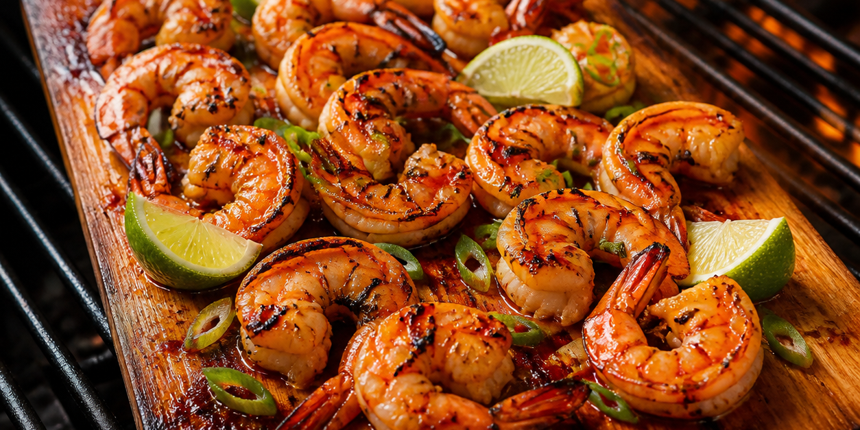 Cedar-Plank Honey Chili-Lime Shrimp Cedar-Plank Honey Chili-Lime Shrimp