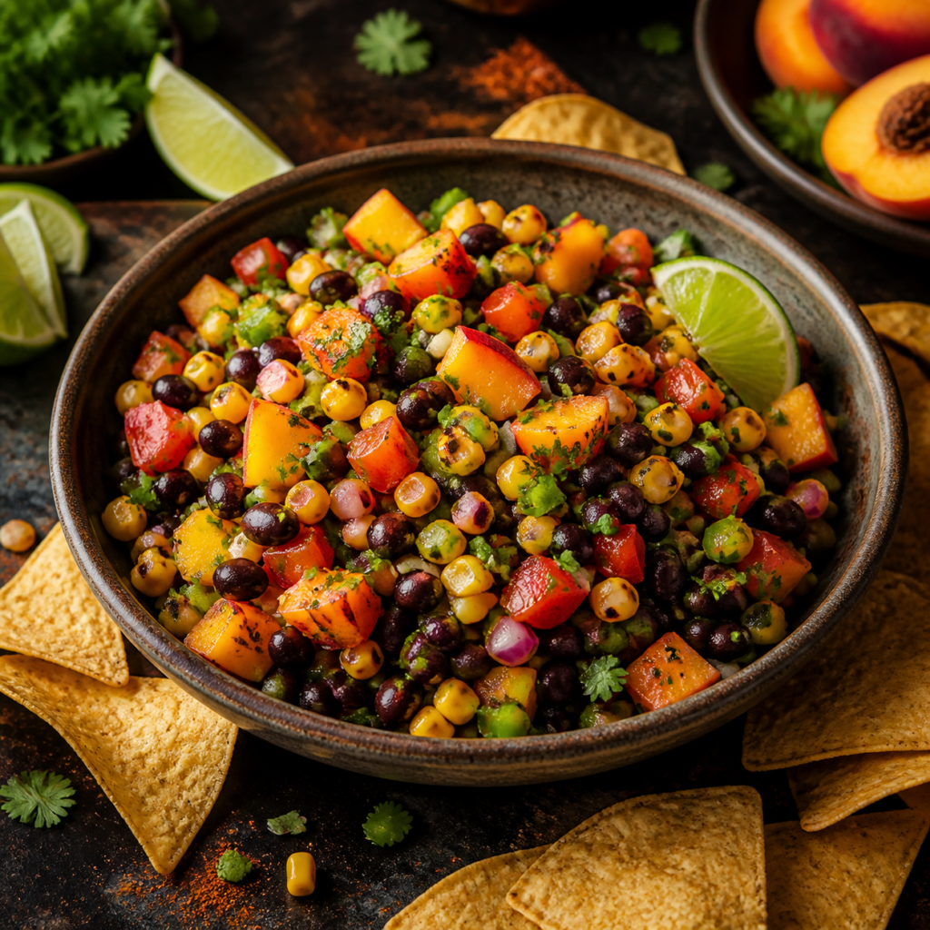 Chili-Lime Peach & Black Bean Salsa