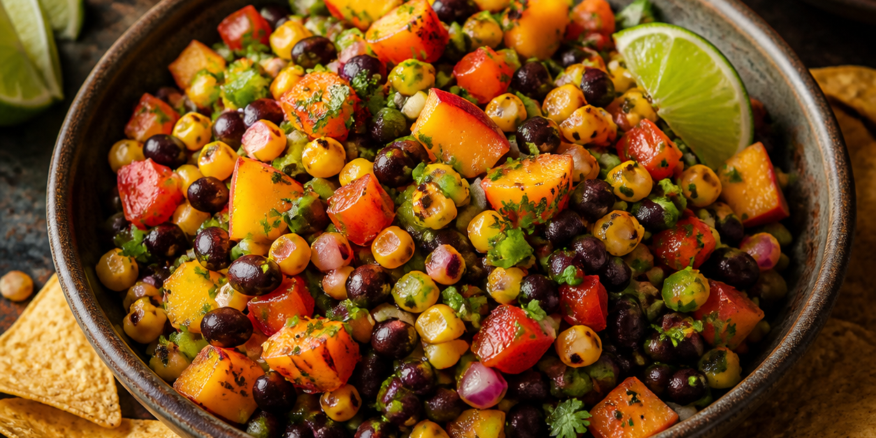 Chili-Lime Peach & Black Bean Salsa