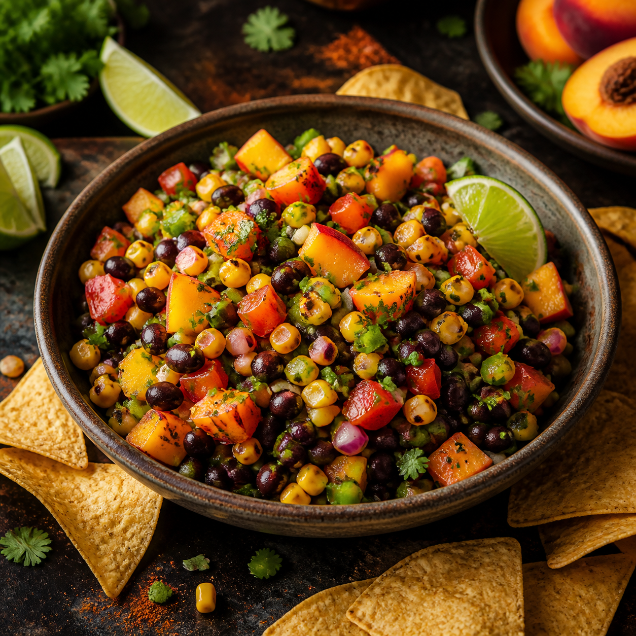 Chili-Lime Peach & Black Bean Salsa