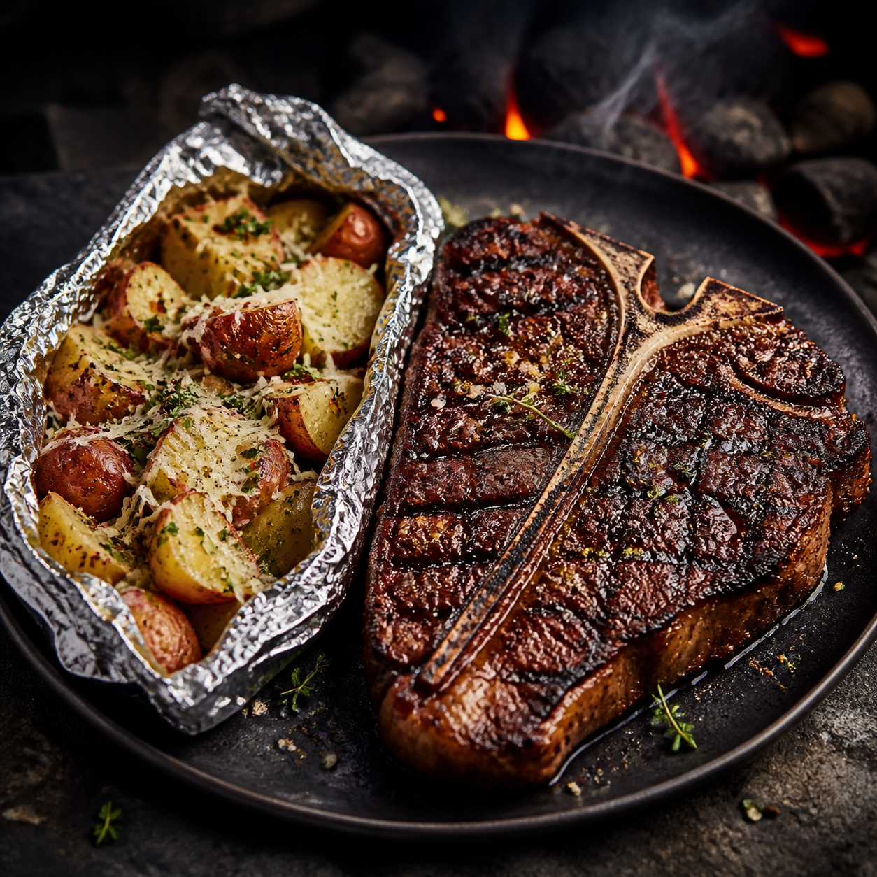 Chili-Lime T-Bones with Parmesan Red Potatoes