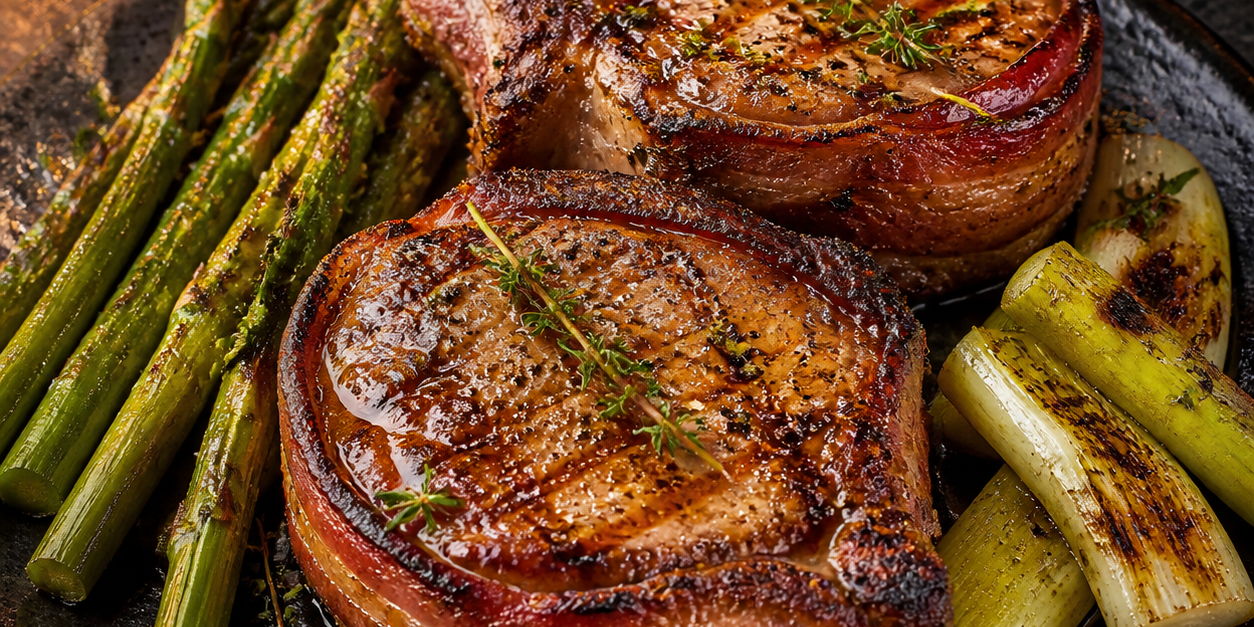 Chipotle-Herb Bacon-Wrapped Pork Chops Chipotle-Herb Bacon-Wrapped Pork Chops