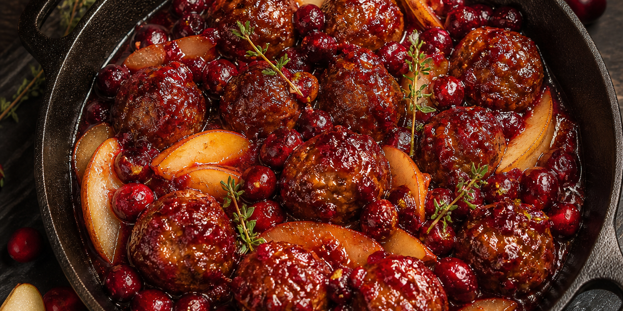 Cranberry-Pear Bourbon Meatballs