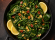 Lemon Bacon-Almond Spinach