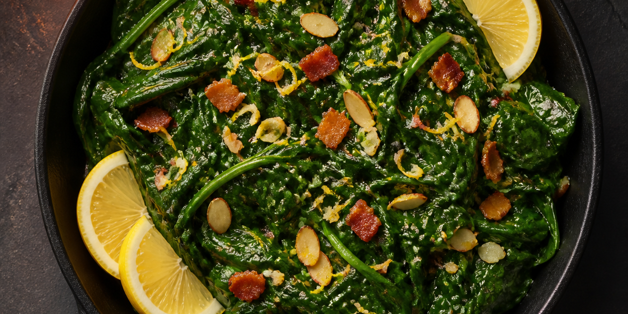 Lemon Bacon-Almond Spinach Lemon Bacon-Almond Spinach