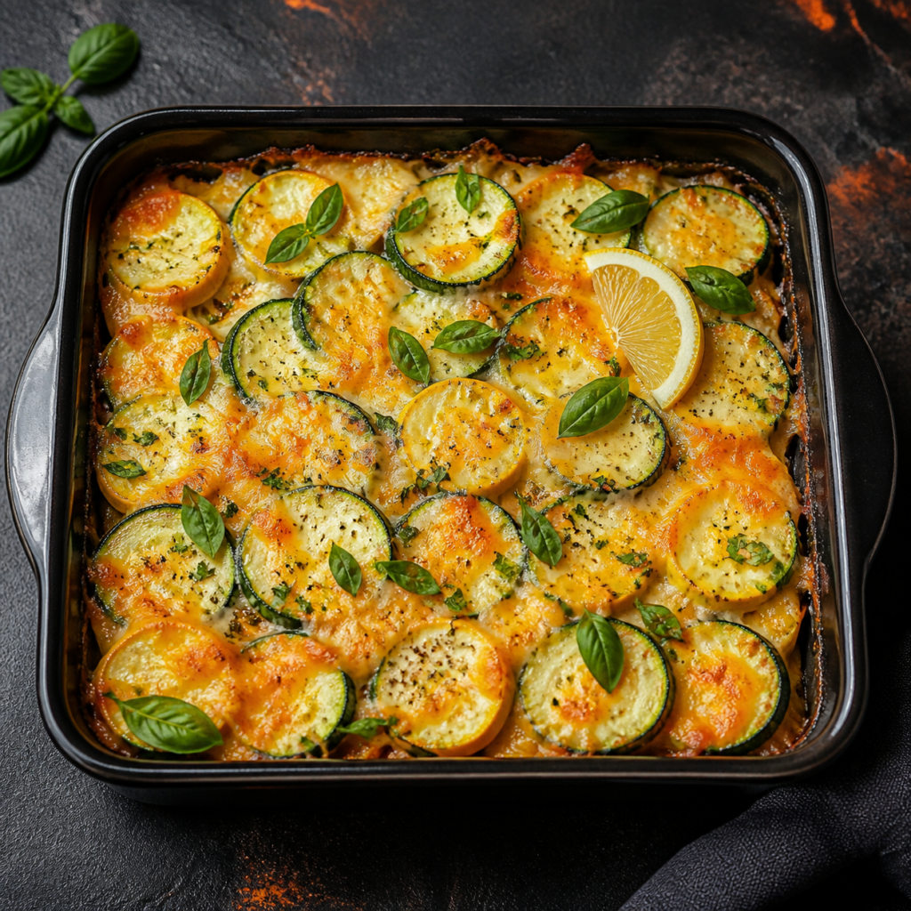 Lemon Cheesy Summer Squash Bake