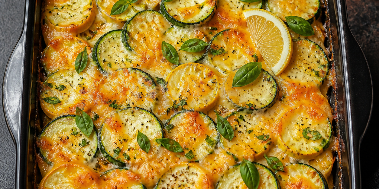 Lemon Cheesy Summer Squash Bake