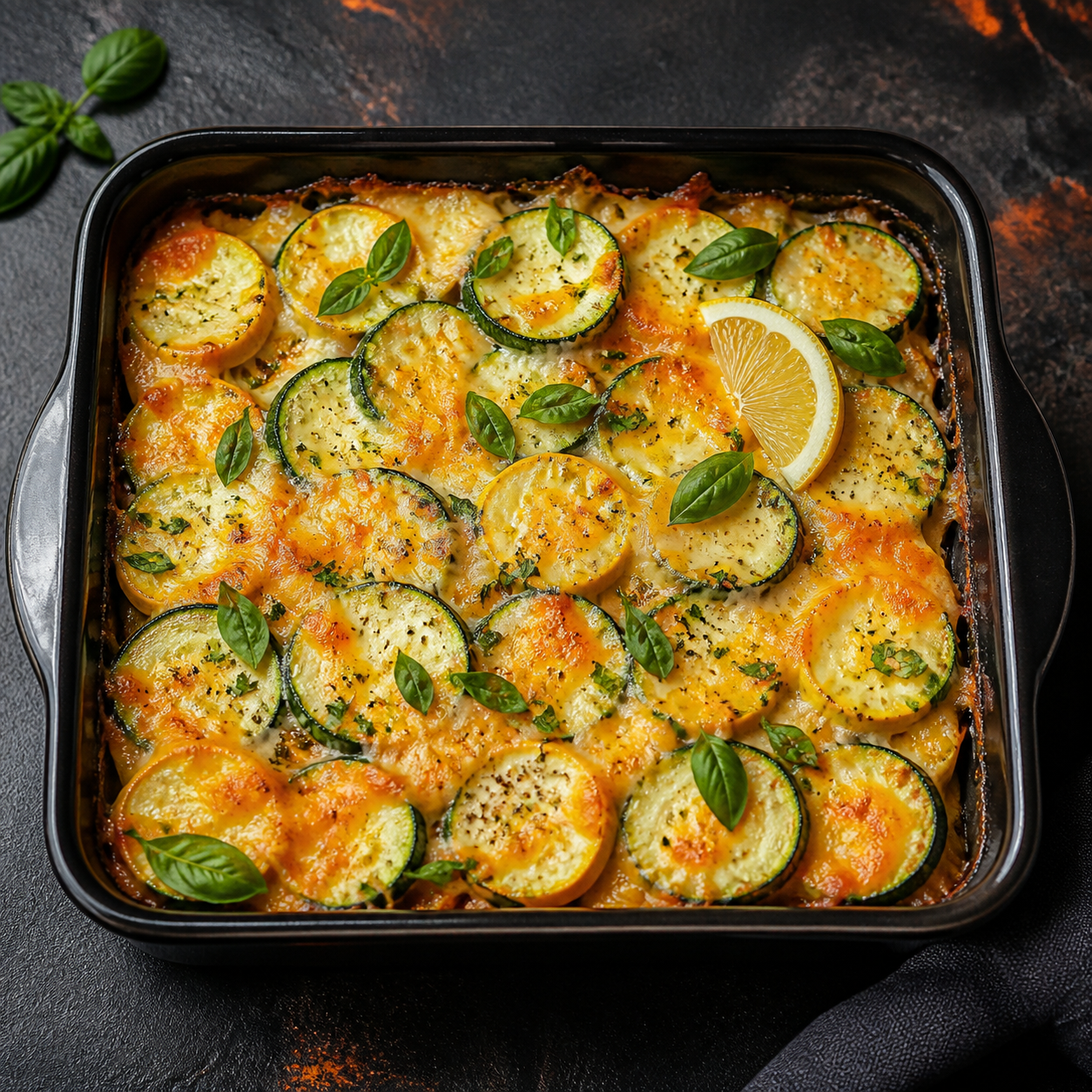 Lemon Cheesy Summer Squash Bake