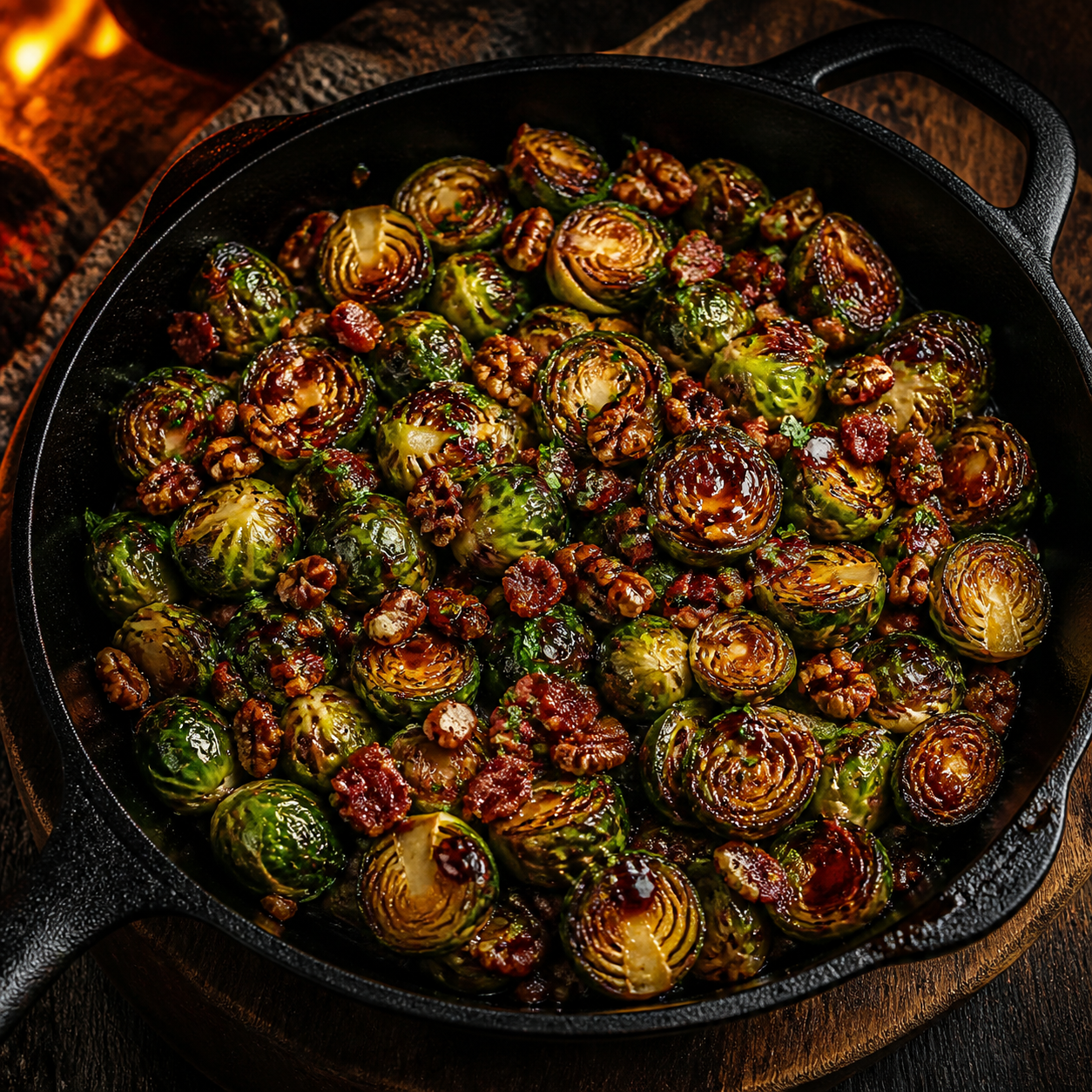 Smoky Bourbon-Balsamic Brussels Sprouts
