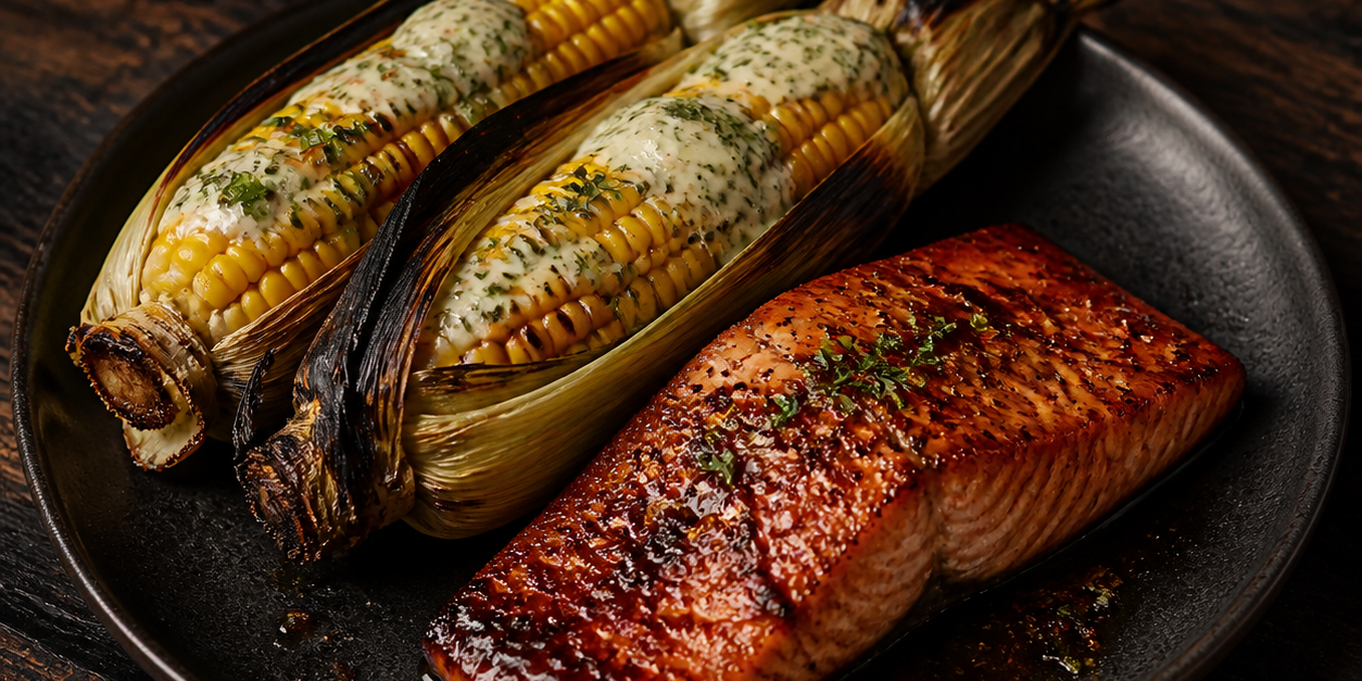 Sweet-Smoky Salmon & Fired-Up Corn Sweet-Smoky Salmon & Fired-Up Corn