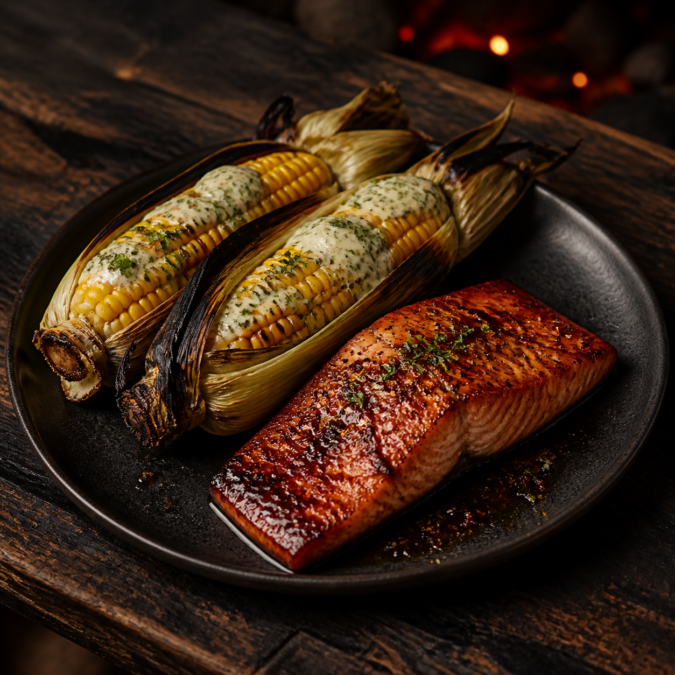 Sweet-Smoky Salmon & Fired-Up Corn