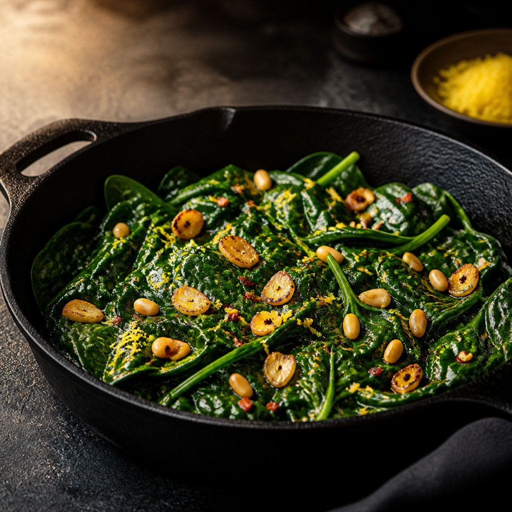 Zesty Garlicky Sautéed Spinach