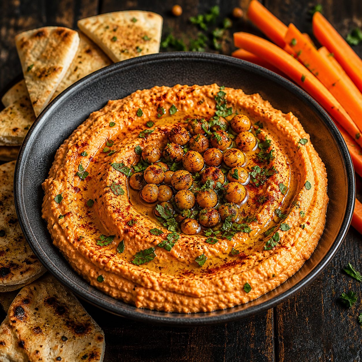 Zesty Roasted Red Pepper Hummus