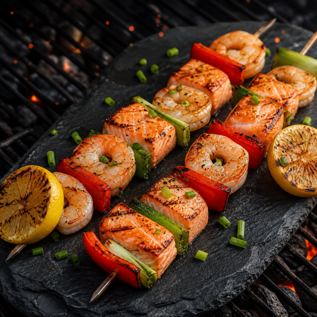 Zesty Salmon & Shrimp Skewers