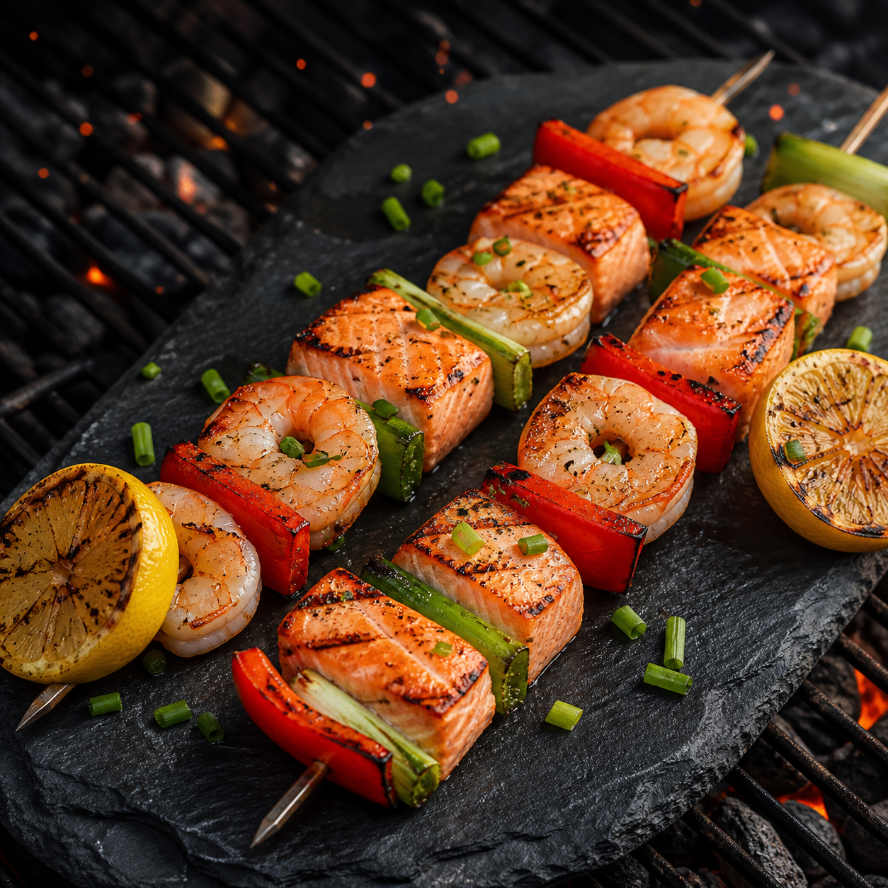 Zesty Salmon & Shrimp Skewers